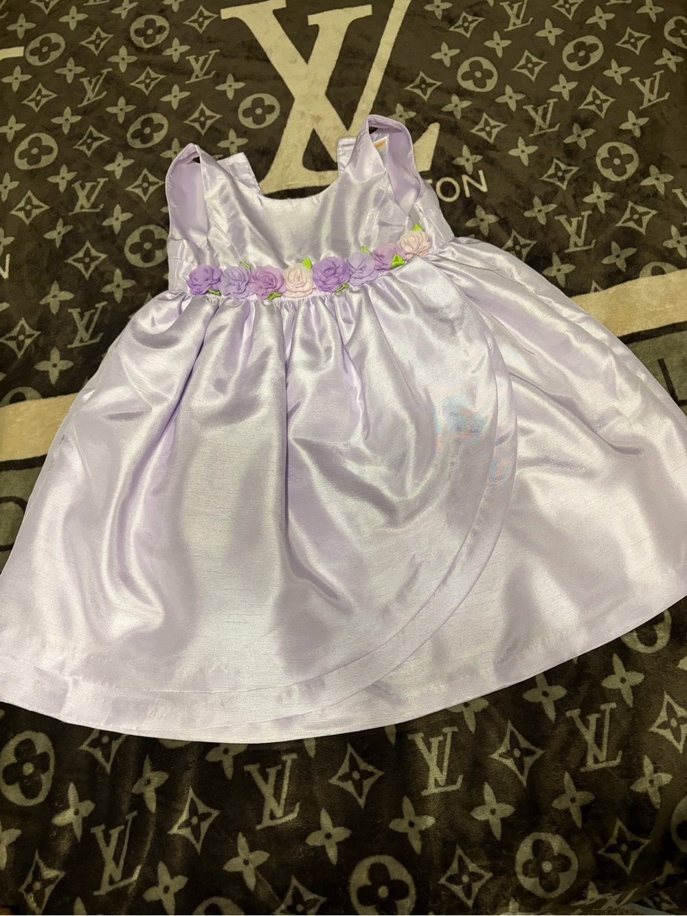 Gymboree Lavender Satin Flower Trim Formal Dress
